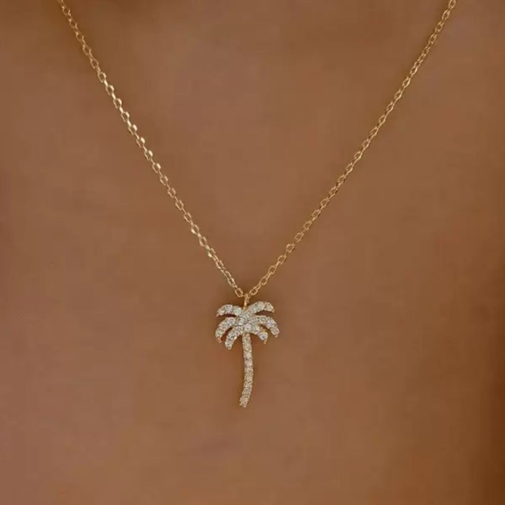 Palm Tree Pendant Necklace #1593